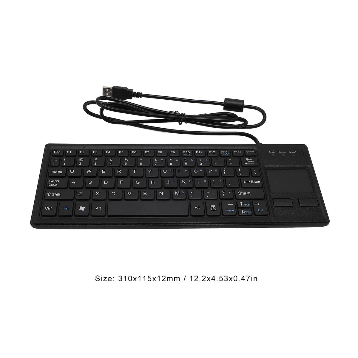 Mechanical USB Industrial Keyboard with Integrated Touchpad & USB Hub, Water-Resistant IP68, 82-Key Compact 12.2 x 4.53 x 0.47 in (310 x 115 x 12 mm) for PC Laptop