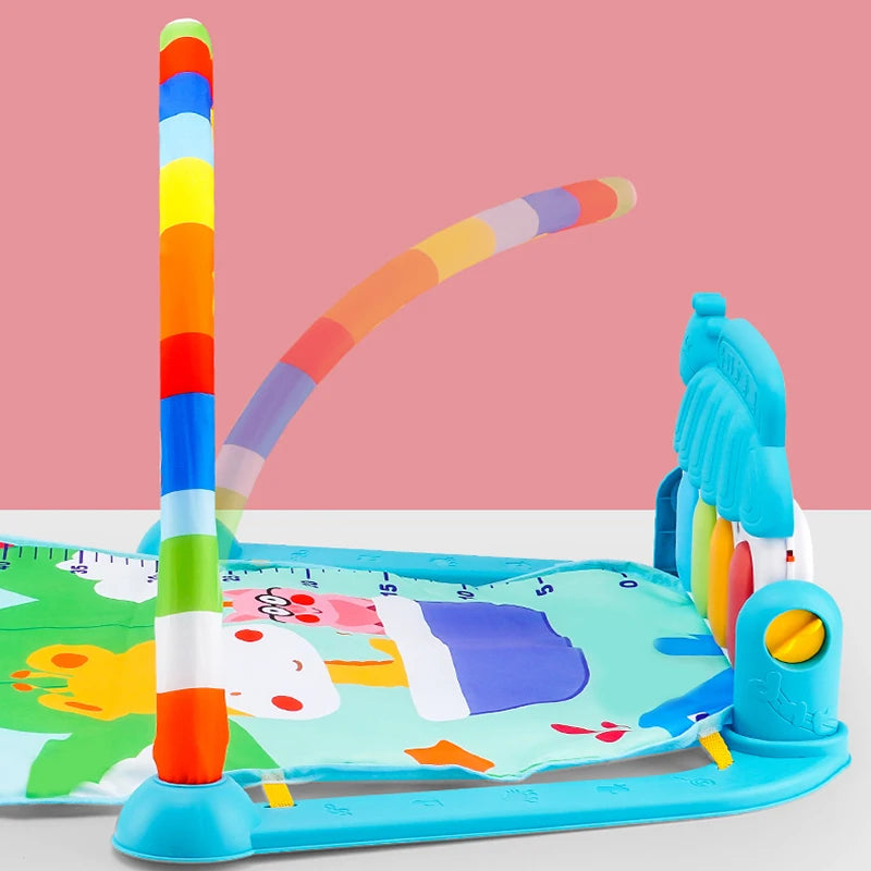 Musical Baby Activity Gym Play Mat with Light-Up Piano Keyboard and Hanging Toys
