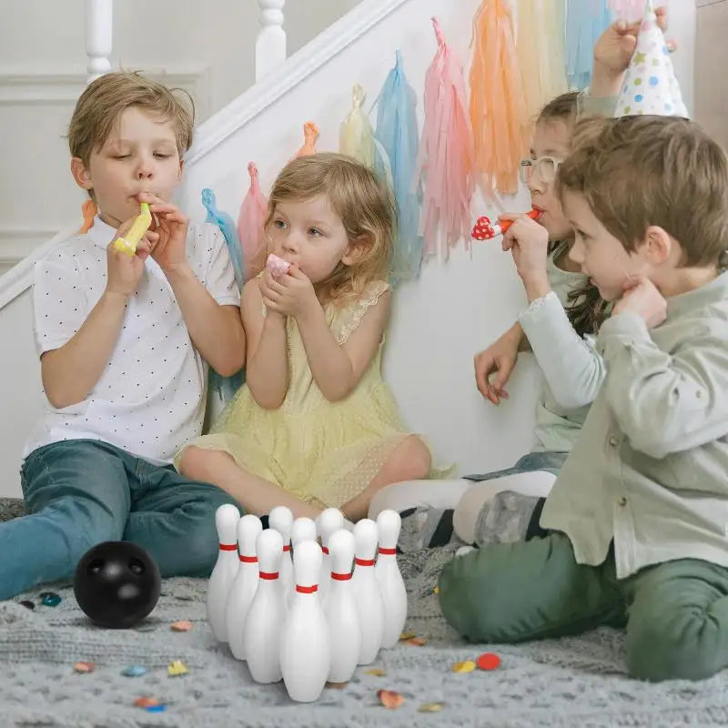Mini Bowling Set – 2 Balls & 10 Pins Plastic Indoor Outdoor Kids Tabletop Bowling Game