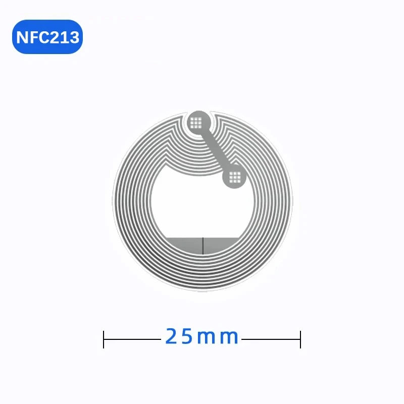20-Pack NTAG215 NFC Sticker Tags 13.56 MHz ISO14443A Self-Adhesive White 25mm (0.98 in) Rewritable RFID Labels
