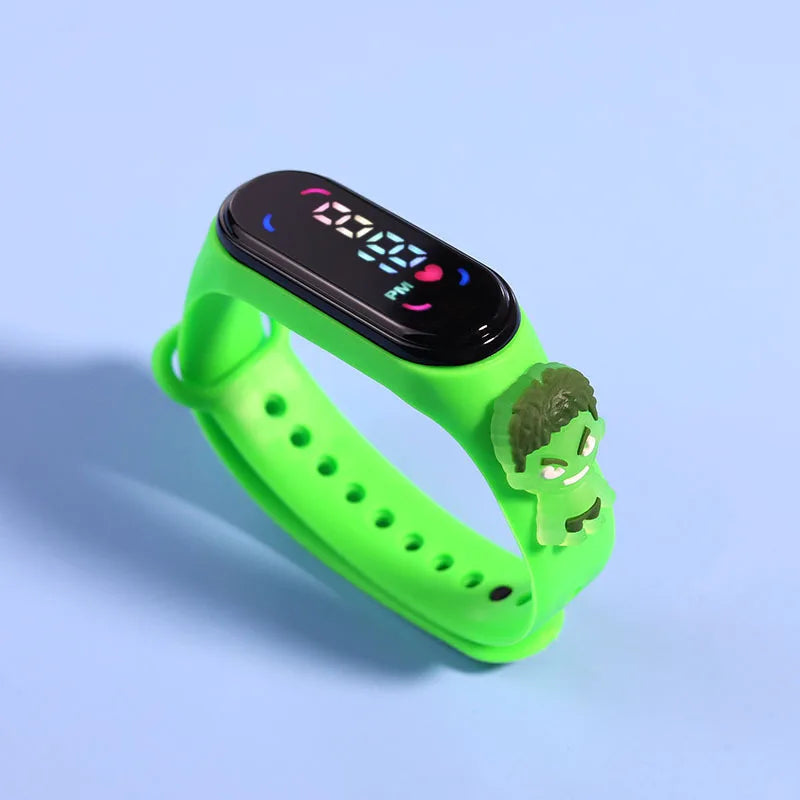Kids LED Touch Sports Watch – Silicone Digital Bracelet, 45mm Waterproof (5ATM) Cartoon Character Design for Girls & Boys