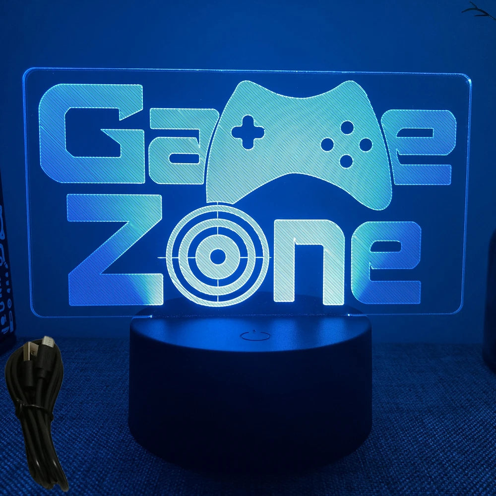 Neon Gamer 3D LED Night Light RGB – Gaming Table Lamp for Kids, Bedroom & Gamer Room
