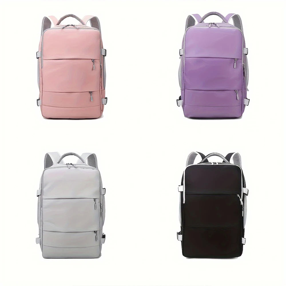Spacious Travel Backpack – Multifunctional Carry-On with Luggage Strap, Casual Unisex Daypack