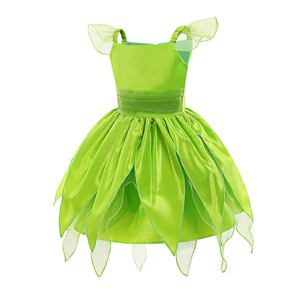Girls Fairy Princess Costume Dress - Green Tulle Ball Gown for Ages 4-6 | Halloween Cosplay Party