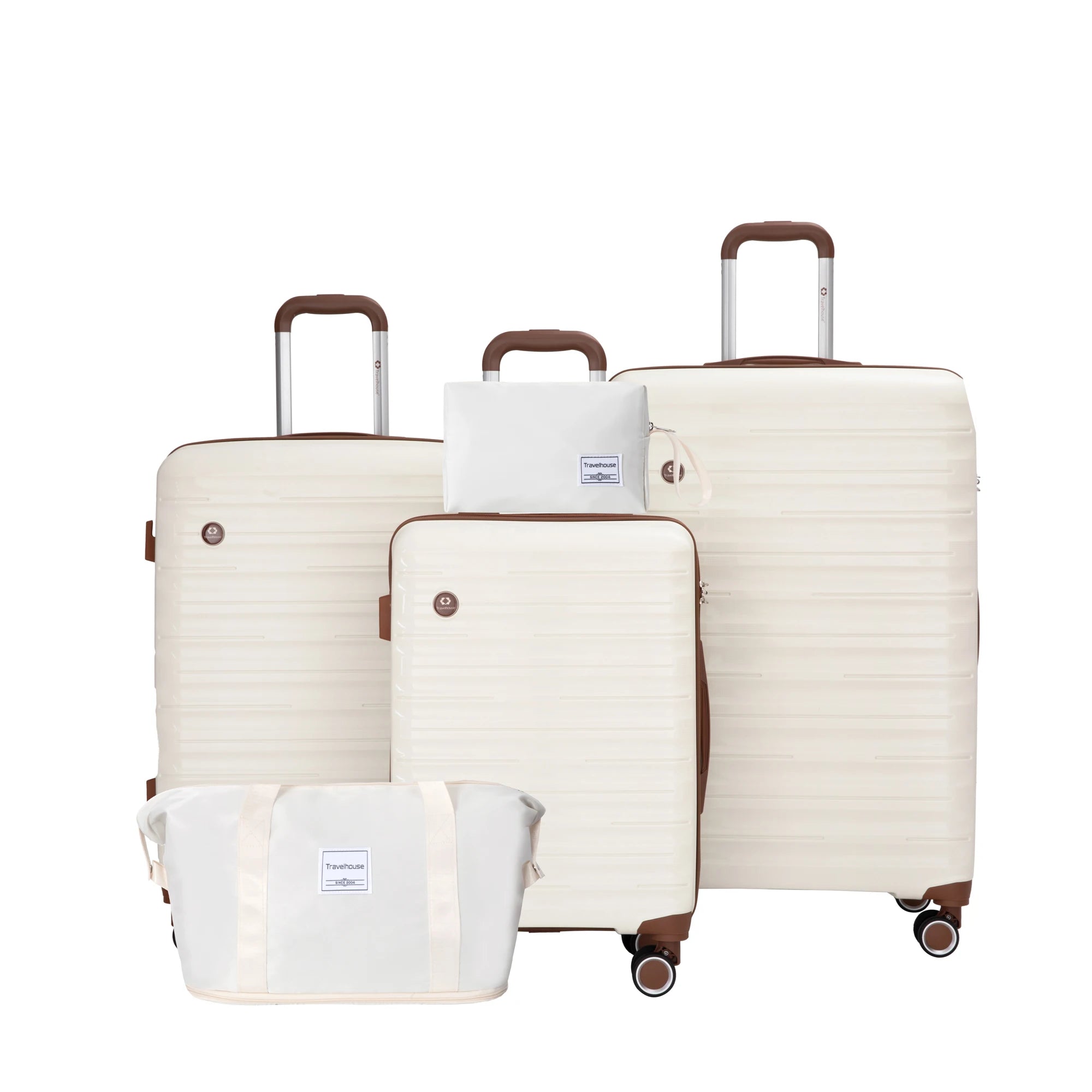 5-Piece Travel Luggage Set – 3 Hardshell Suitcases with Double Spinner Wheels & TSA Lock, Waterproof Duffel & Toiletry Bag
