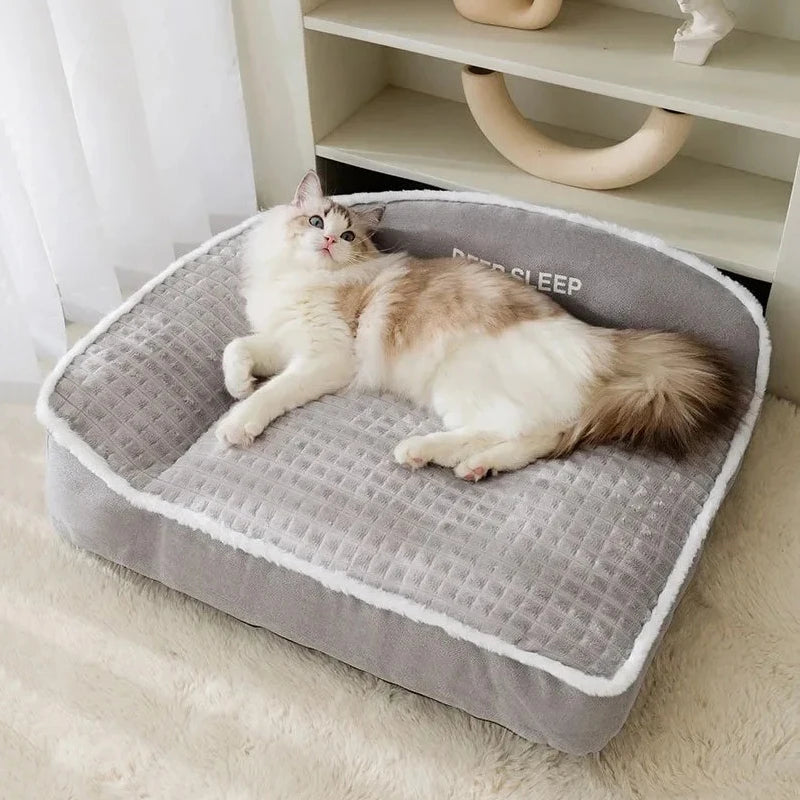Corduroy Pet Bed – Cozy Winter Dog & Cat Sofa Nest, Small Medium Large, Warm Holiday Blanket