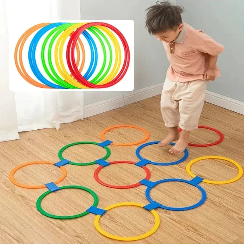 Kids Outdoor Agility Jump Ring Set 10 Hoops 10 Connectors 28/35 cm (11 in / 13.8 in) Physical Training Toy