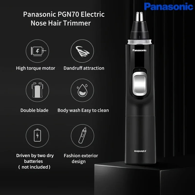 Electric Nose & Ear Hair Trimmer — Battery Powered Full-Body Washable Unisex Nasal Grooming Tool