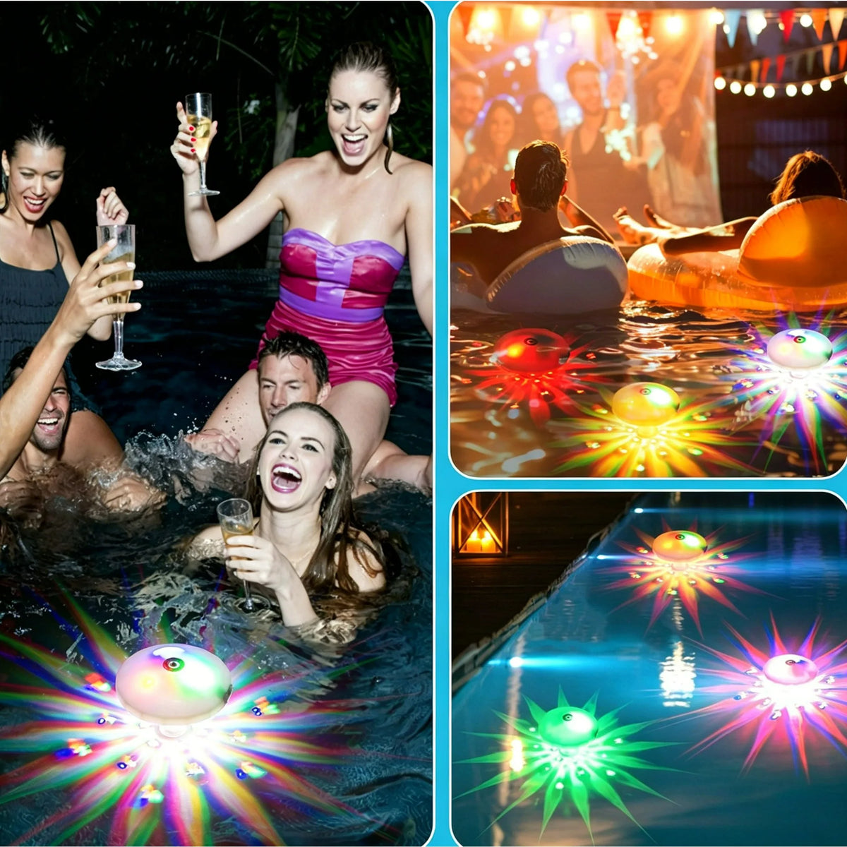 Floating RGB LED Submersible Pool Light IP68 Waterproof for Swimming Pool Hot Tub Spa