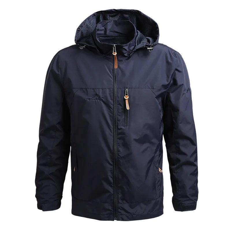 Men's Tactical Windbreaker Jacket - Waterproof Hooded Lightweight Outdoor Coat