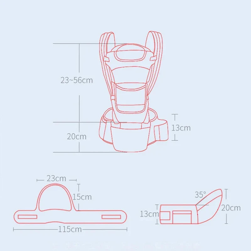 Ergonomic Newborn & Infant Hipseat Baby Carrier Sling — Front & Back Facing Travel Kangaroo Wrap