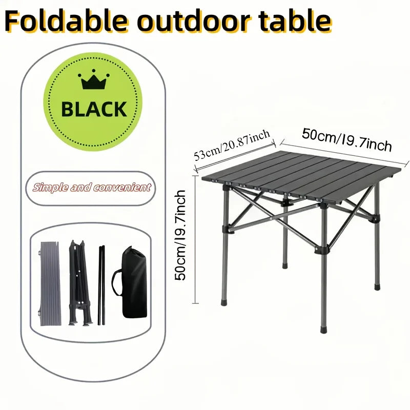 Portable Stainless Steel Folding Camping Table - Compact Thickened Outdoor BBQ Picnic Table
