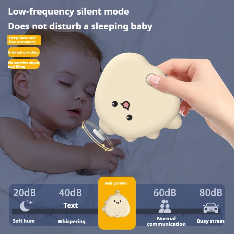 Rechargeable Newborn Electric Nail Clipper & Baby Nail Grinder Set - Anti-Clamp Scissors, Cartoon Design