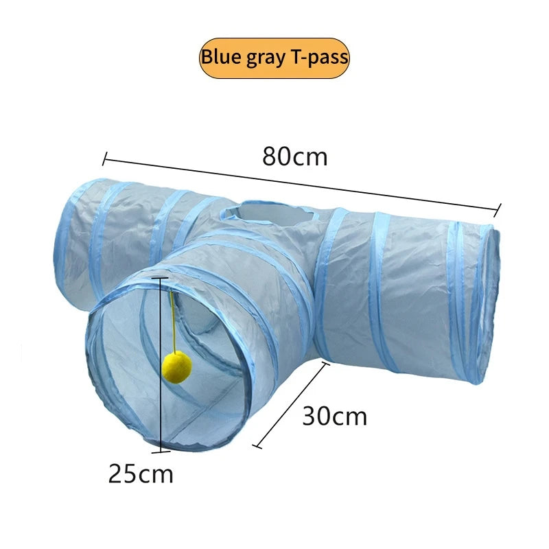 Foldable S-Shaped Cat Tunnel – Collapsible Play Tunnel for Cats, Rabbits & Small Pets, Interactive Crinkle Toy for Indoor Play