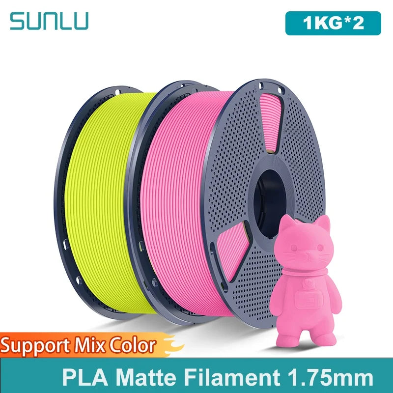 PLA Matte Filament 1.75mm 1kg Spool (2.2 lb) 2-Pack, Matte Finish Neatly Wound for FDM 3D Printers