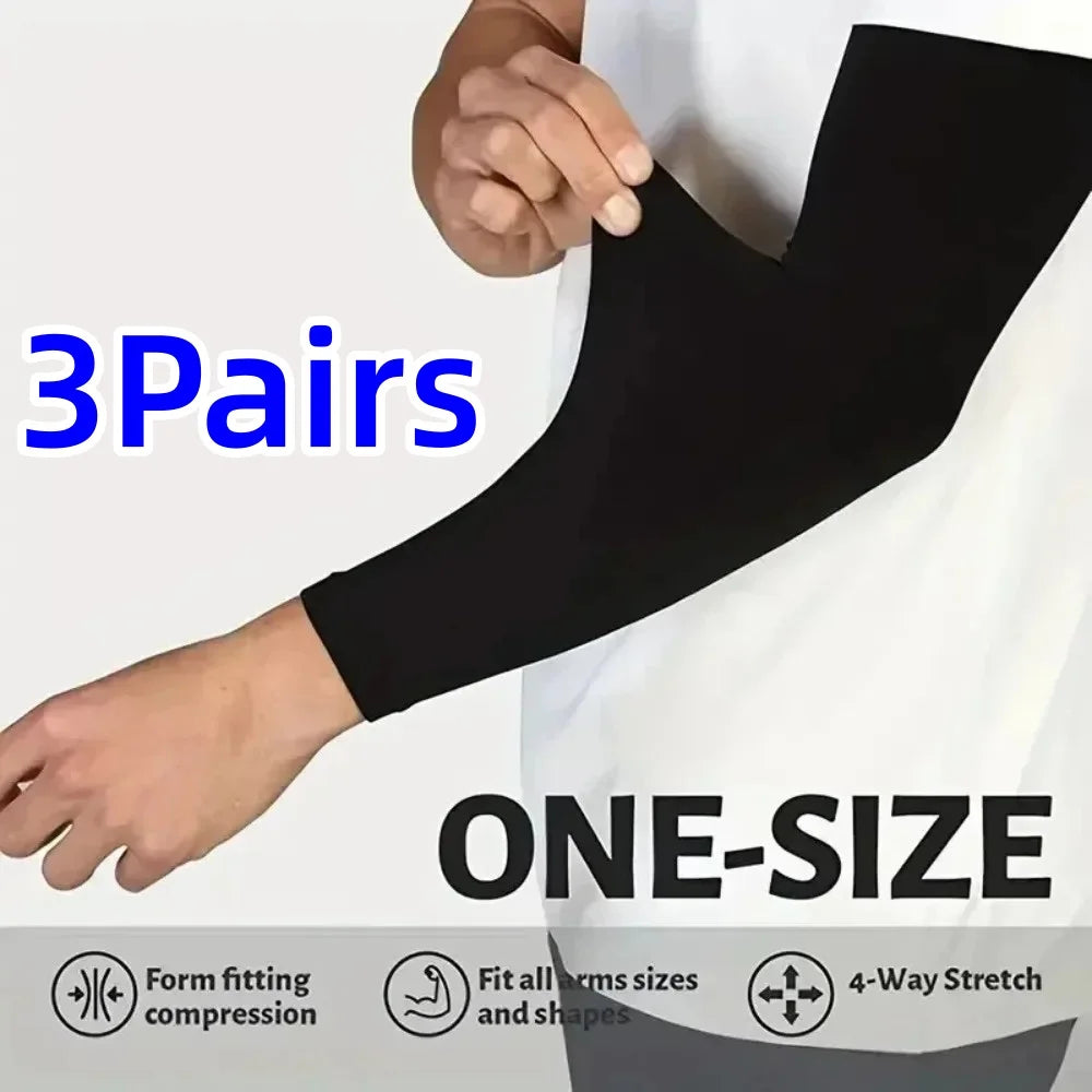 3-Pack UPF 50+ Ice Silk Arm Sleeves, Breathable UV Sun Protection for Driving, Cycling, Sports & Hiking