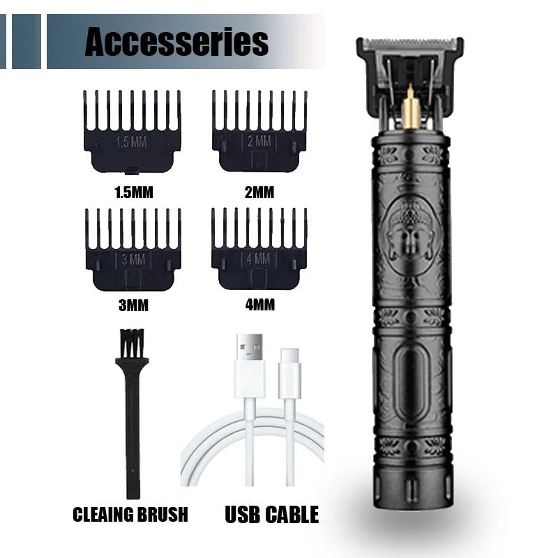 Rechargeable Cordless Hair Trimmer — Stainless Steel Blade, 80 Min Runtime, 0.5–1 mm (0.02–0.04 in) Cut