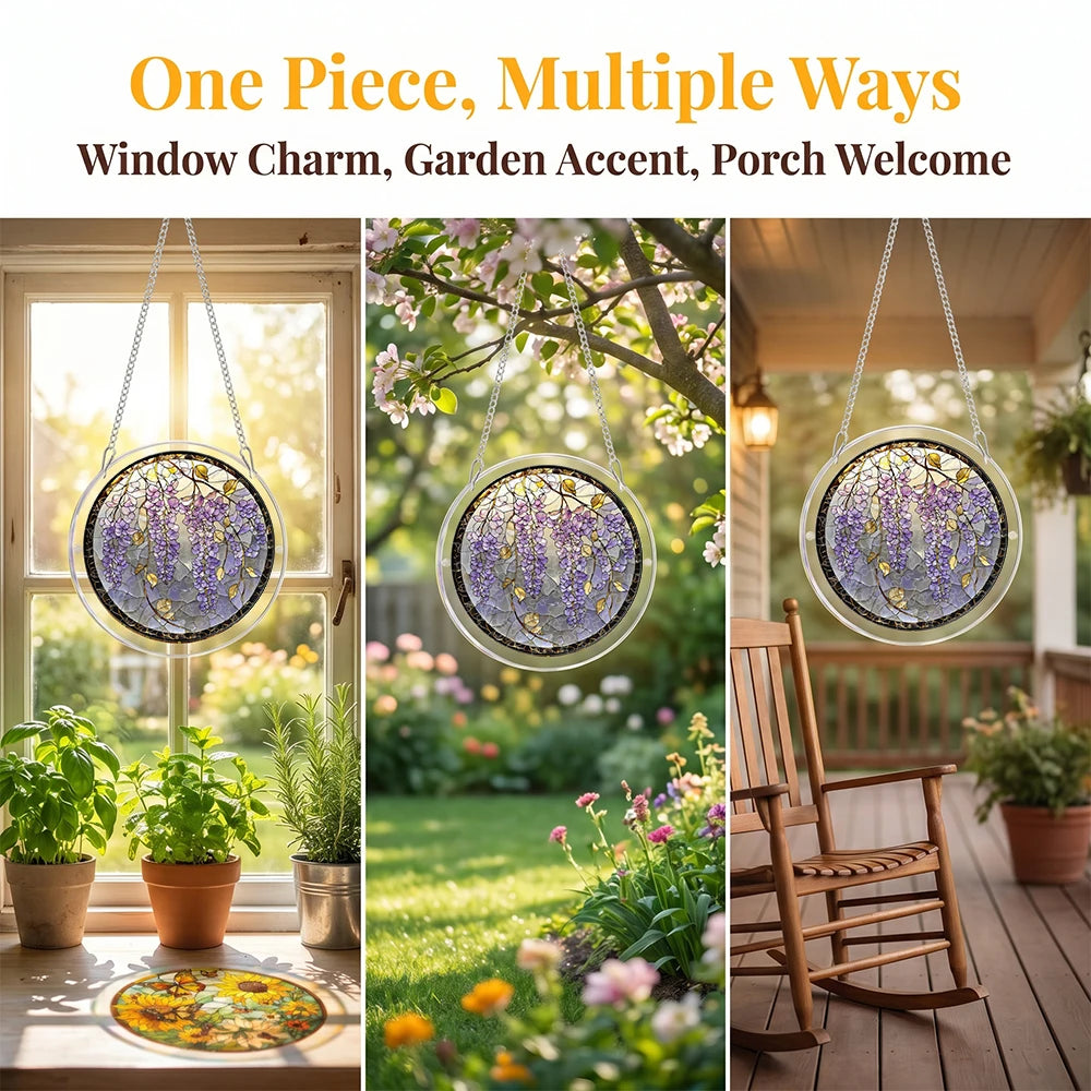 3-Layer Acrylic Puzzle Suncatcher Window Hanging DIY Interlocking Flower Sun Catcher with Chain