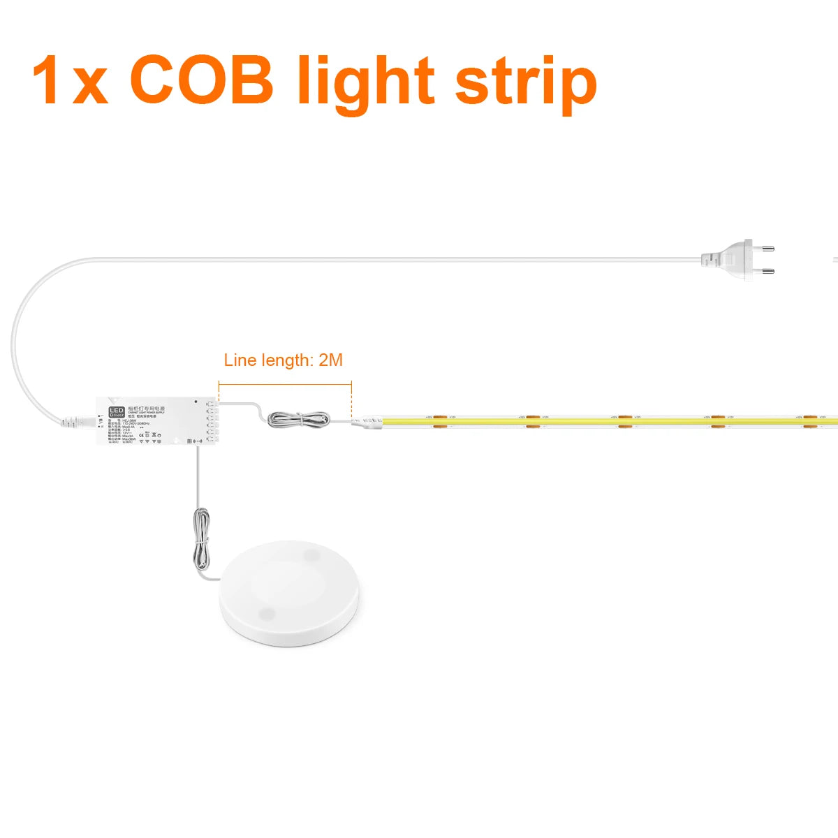 LED COB Touch Dimmable Light Strip for Acoustic Panels Wall Background Lamp Under-Cabinet Shelf Bedroom Night Light