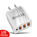 48W USB-C PD Fast Charger — QC 3.0 Wall Charger with EU/US Plug, Universal for Smartphones & Tablets