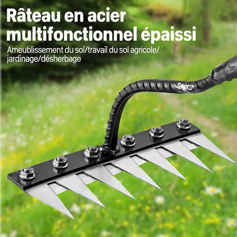 Carbon Steel Garden Hand Rake - 5/6/7/8-Tine Weeding Hoe (1-Pack)