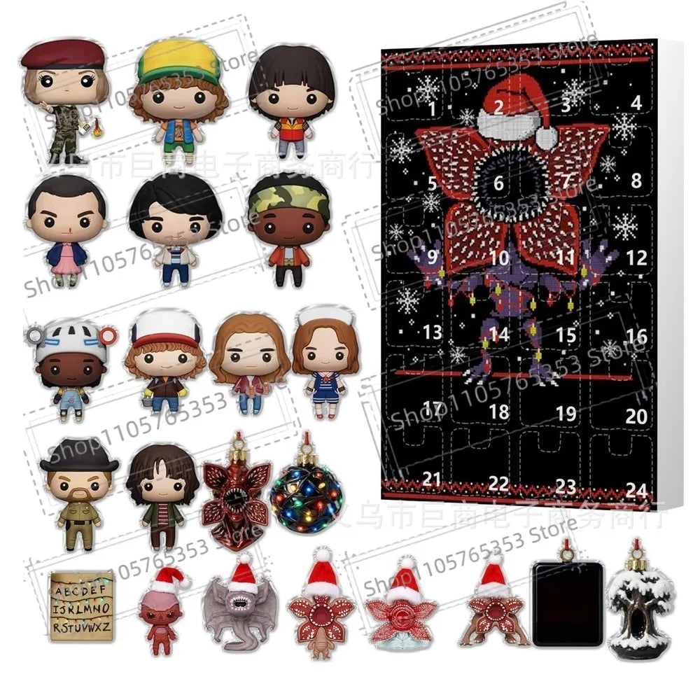 Stranger Christmas Advent Calendar Set – 2D Acrylic Ornament Collectible Fan Bundle for TV Show Fans