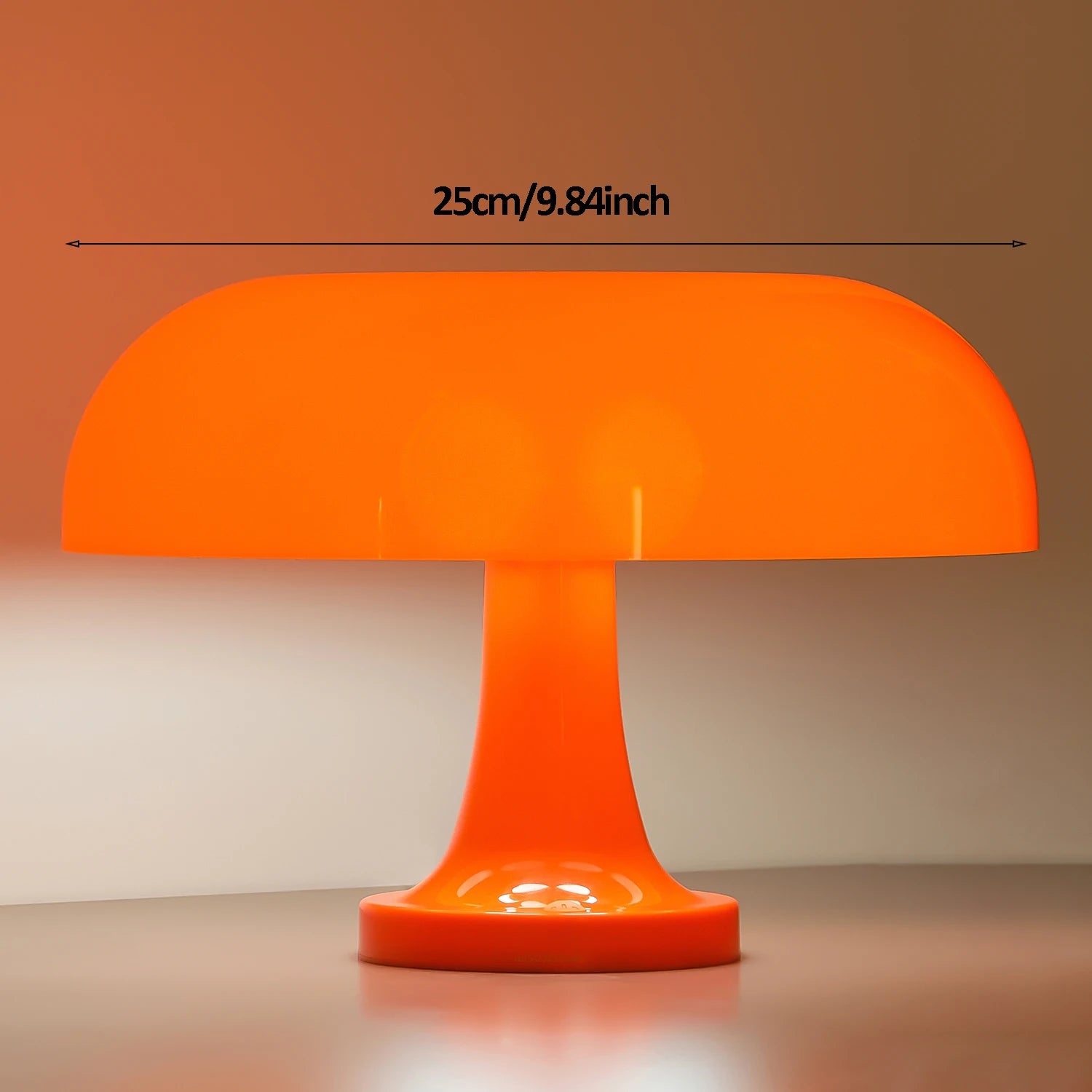 Mushroom Table Lamp Modern Bauhaus Bedside LED Lamp USB-C Rechargeable 3-Color Dimmable Orange