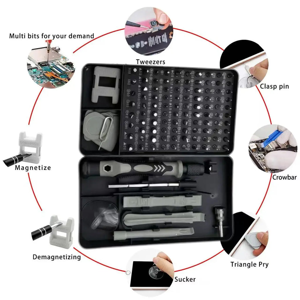 Magnetic 115-in-1 Precision Screwdriver Kit for Phone, Laptop & PC Repairs — Professional Nut Driver & Electronics Tool Set