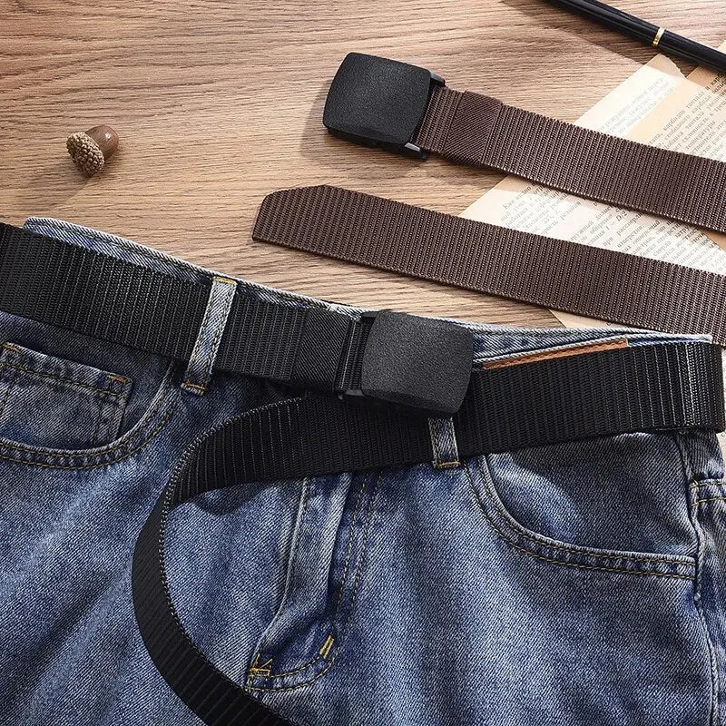 Metal-Free Canvas Tactical Belt 1.5 in (3.7 cm) Adjustable Unisex Belt for Jeans, Dress & Casual Wear