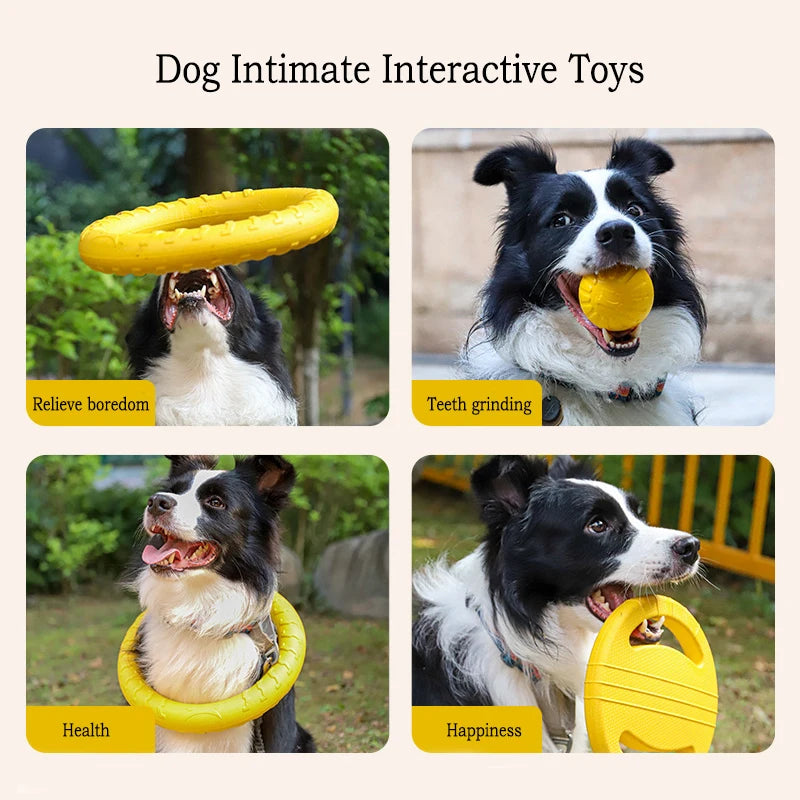 EVA Dog Toys 4-Pack - Durable Flying Disc, Ball and Tug Rope Set for Puppies and Adult Dogs | Chew-Proof Teeth Cleaning