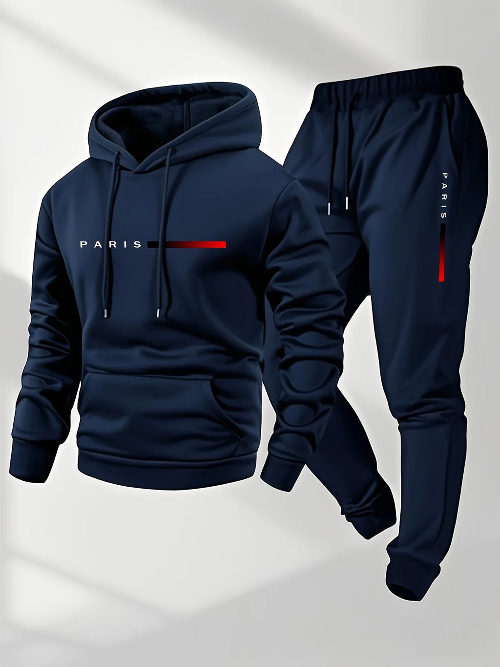 Men's Fleece Hoodie & Jogger Set – Letter Print Pullover Tracksuit for Fall Winter Casual Sportswear