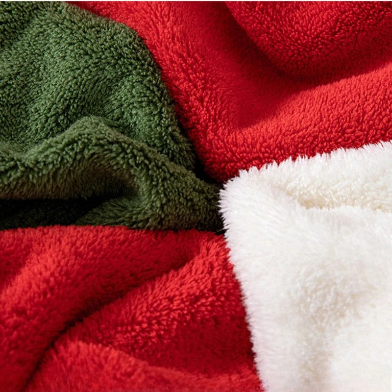 Christmas Coral Fleece Embroidered Hand & Face Towel 35 x 75 cm (13.8 x 29.5 in) Super Plush Absorbent Holiday Gift