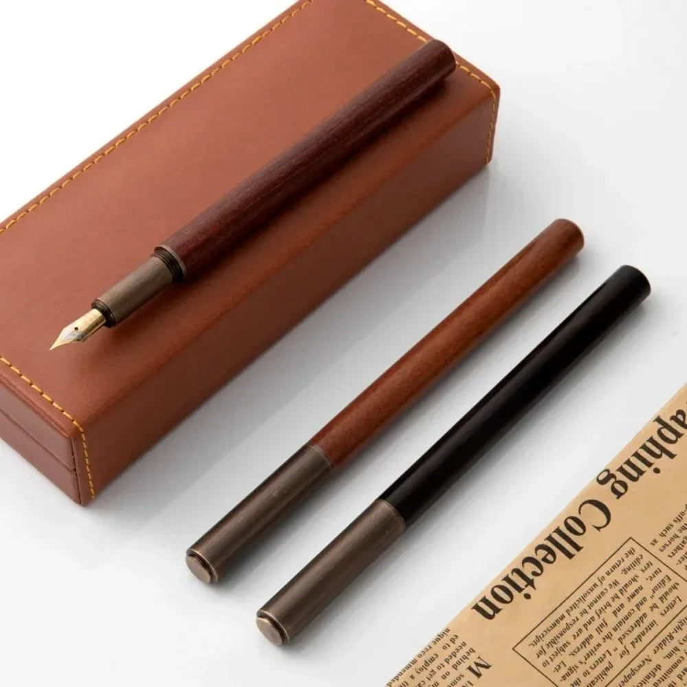 Retro Wood Bronze Fountain Pen 0.5mm Luxury Calligraphy & Office Writing Gift
