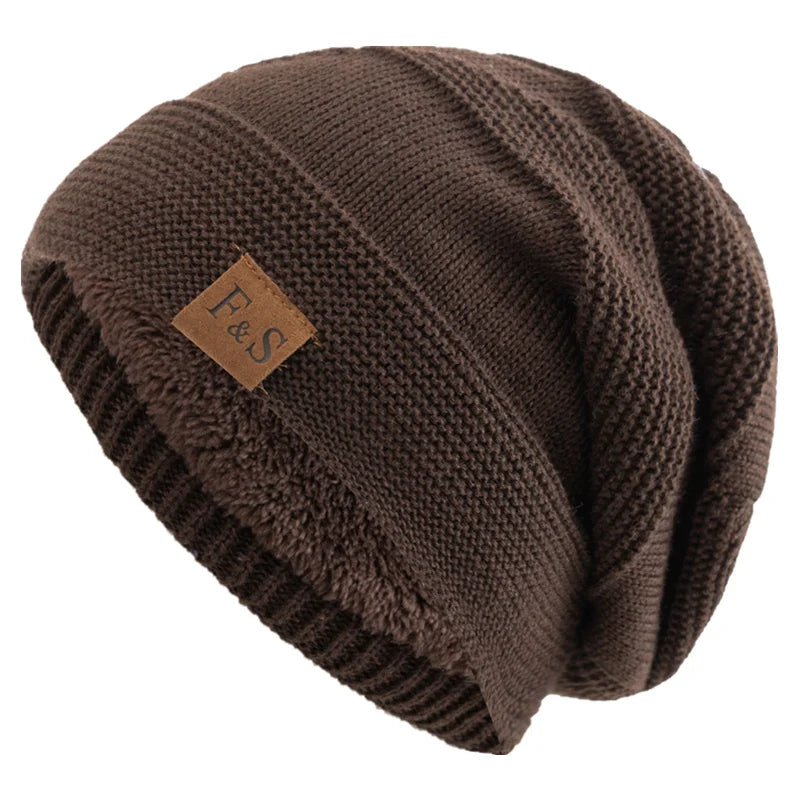 Unisex Fur-Lined Slouchy Winter Beanie – Warm Knit Hat for Men & Women