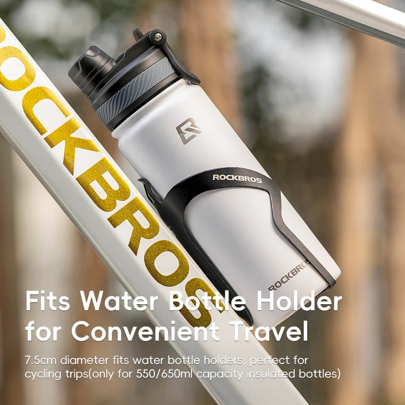 Insulated Stainless Steel Cycling Water Bottle — Vacuum Thermos 550/650/1000/1200ml (18.6/22/33.8/40.6oz) with Carry Handle