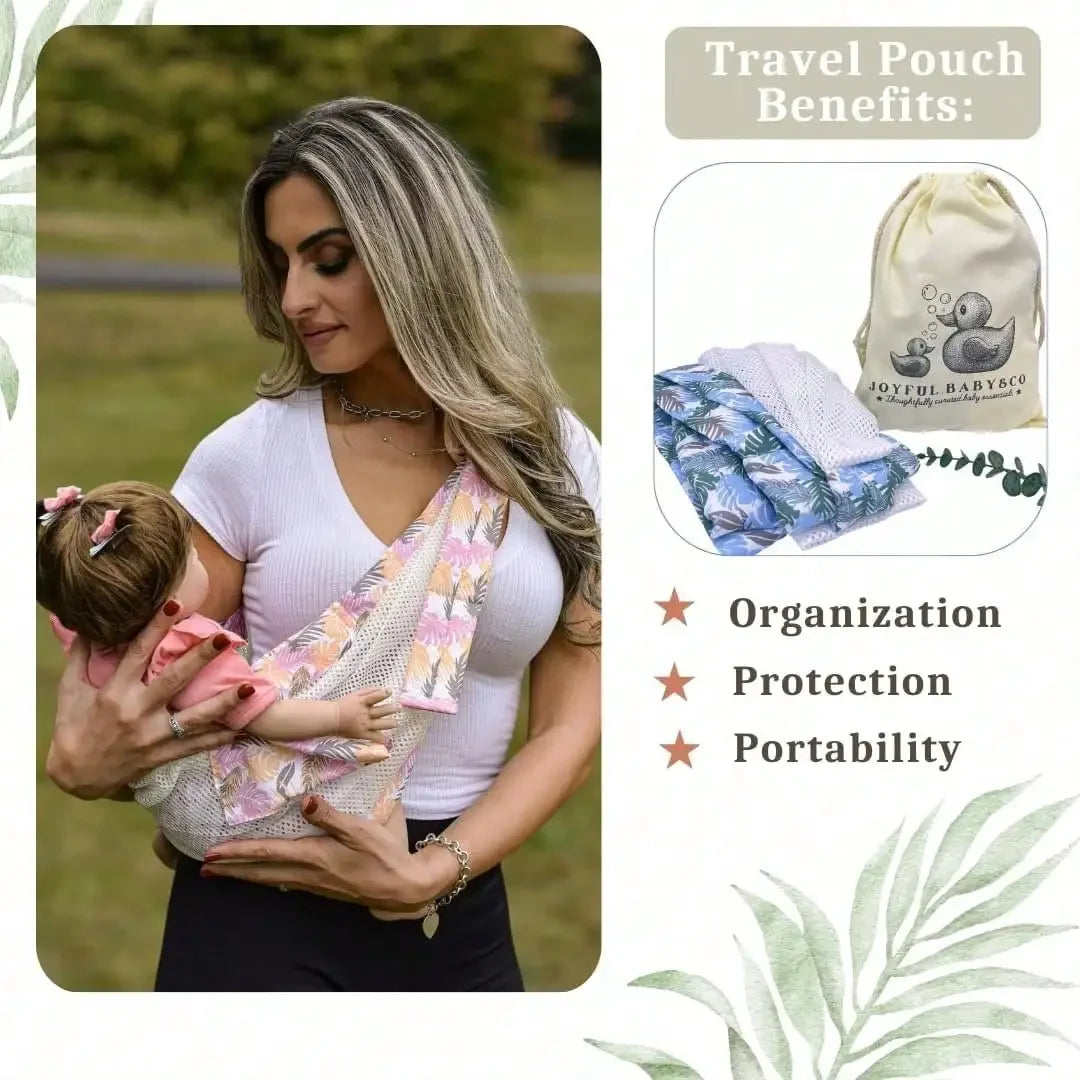 Adjustable Baby Sling Carrier 28–40 lb (13–18 kg) — Breathable Mesh Side Carrier with Safety Buckle & One-Hand Support