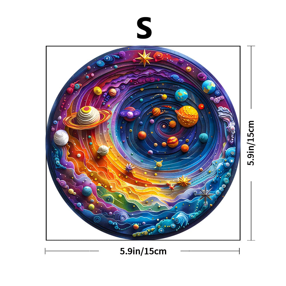 Wooden Space Planet Jigsaw Puzzle — Irregular Shape Family Game Gift for Adults & Kids