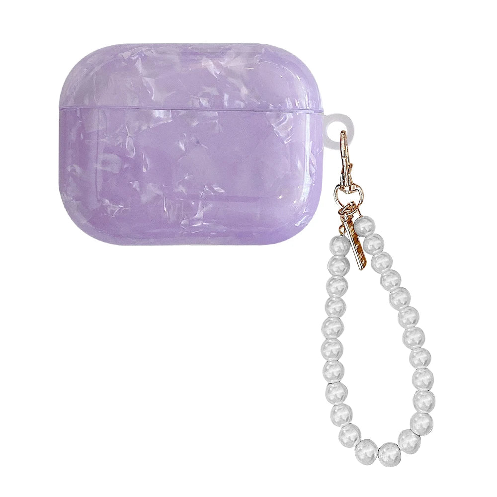 Leopard Pearl Keychain Silicone Case for AirPods Pro & AirPods - Shockproof TPU Soft Cover (USB-C Compatible)