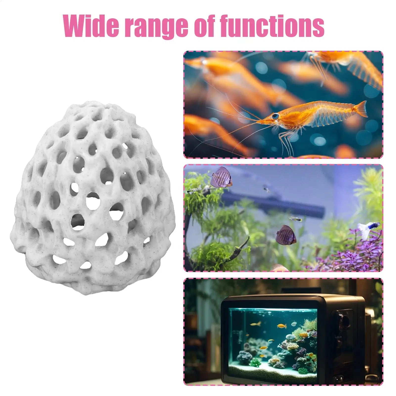 Porous Mini Shrimp Cave Aquarium Hideout – Betta & Small Fish Shelter, 2.76 x 3.15 in (7 x 8 cm)