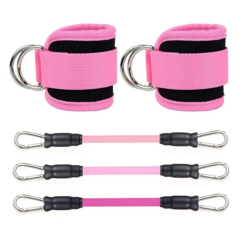 Ankle Strap Resistance Band Set - Adjustable Elastic Ankle Weights for Glutes & Legs, Home & Gym (Men & Women)