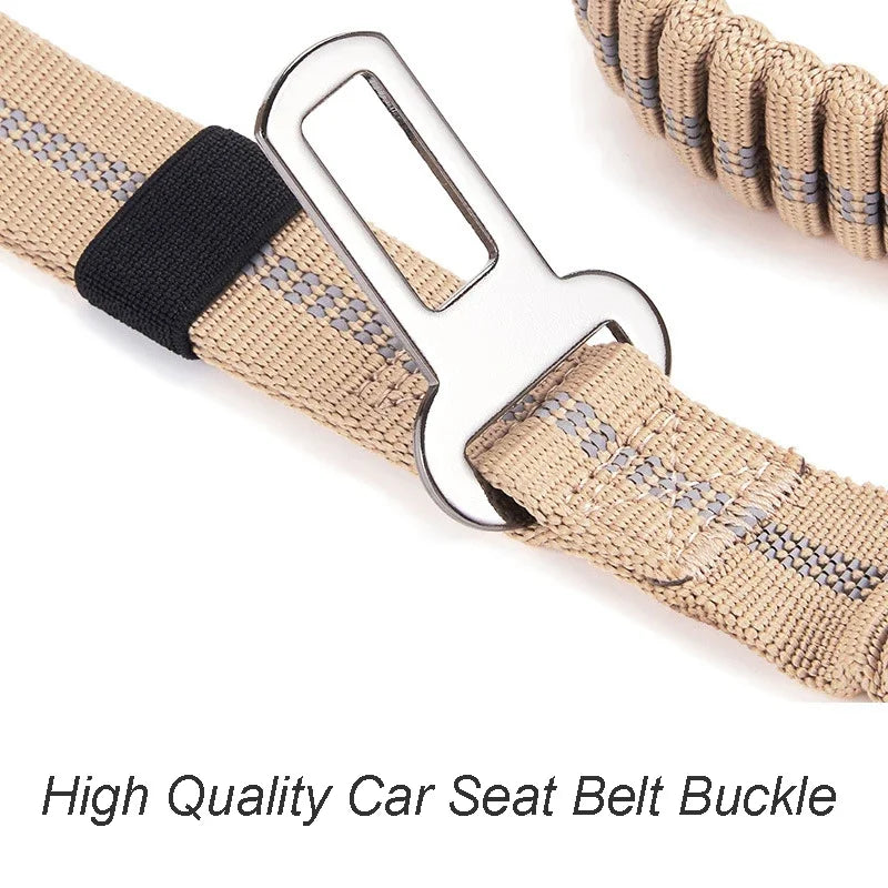 Heavy-Duty Reflective Bungee Dog Leash with Car Seatbelt - No-Pull Tactical Leash for Large Dogs, 47–70 in (120–178 cm)