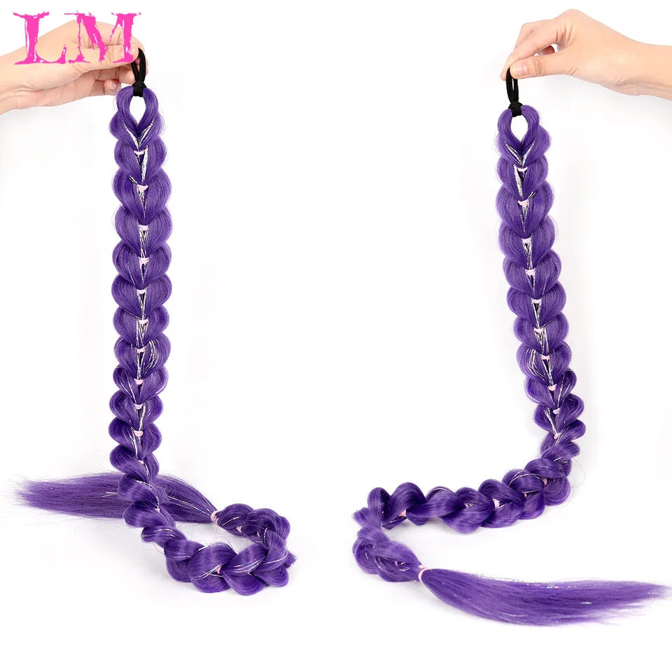 32-Inch (81 cm) Purple Synthetic Braiding Hair Extensions, 100 g – Long Straight Braids for Cosplay & Parties