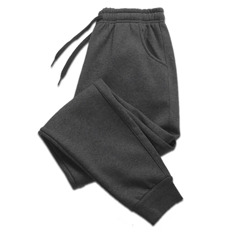 Men's Ankle-Length Knit Polyester Drawstring Sweatpants with Pockets - Casual Smart-Casual Joggers