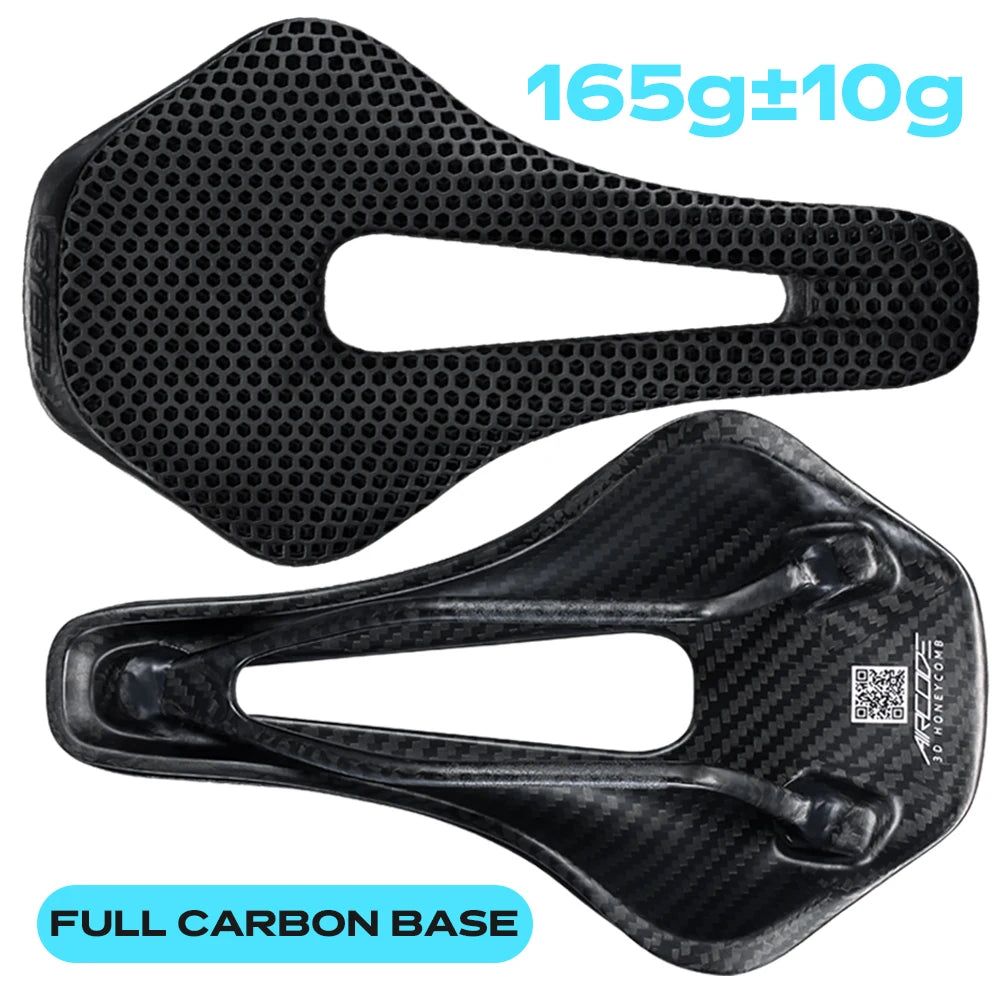 Full Carbon 3D-Printed Bike Saddle – Ultralight Breathable Honeycomb Road & MTB Seat