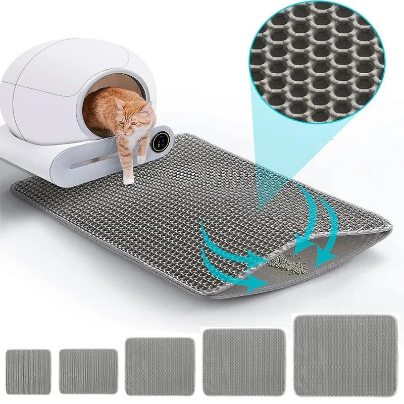Cat Litter Mat 2-Layer Waterproof Non-Slip Washable EVA Floor Protector – Sand Stopper (Multiple Sizes 11.8–35.4 in / 30–90 cm)
