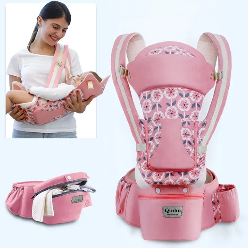 Ergonomic Newborn & Infant Hipseat Baby Carrier Sling — Front & Back Facing Travel Kangaroo Wrap