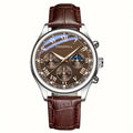 Men's Quartz Leather Strap Watch - 40mm Round Alloy Case, Business Casual Sport, Water-Resistant Luminous Dial