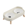 Adjustable Elevated Ceramic Double Pet Bowl for Cats and Small Dogs with Water Dispenser