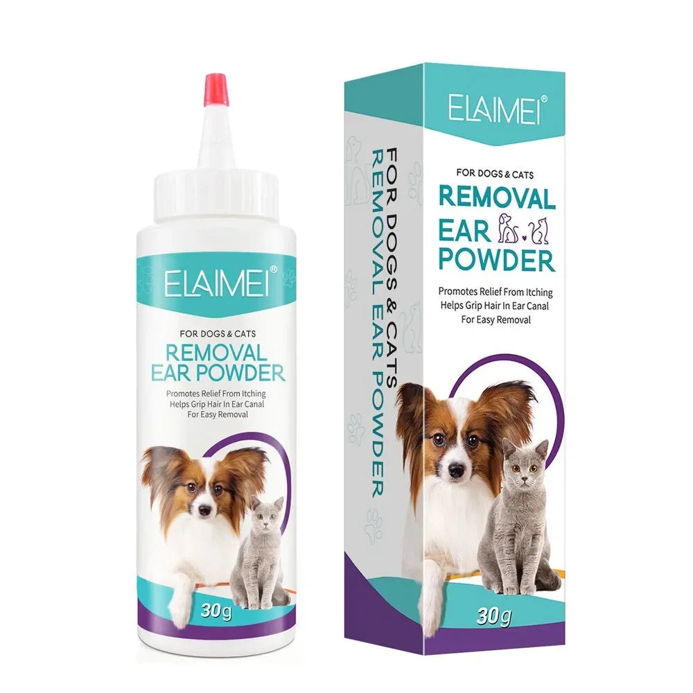 Pet Ear Hair Removal Powder for Dogs & Cats – Ear Care, Earwax, Odor & Mite Control
