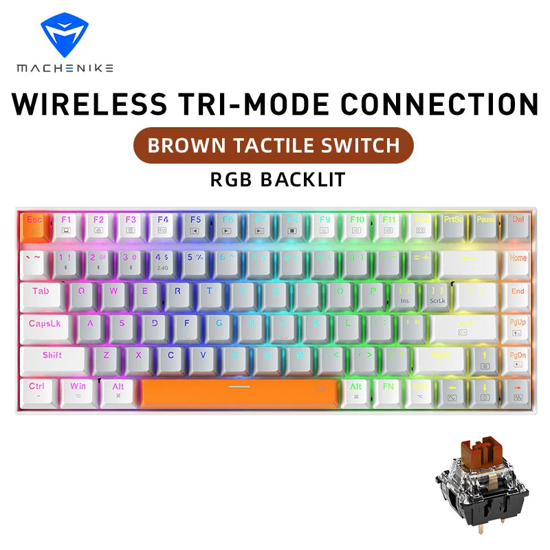 75% TKL 84-Key Hot-Swappable Mechanical Gaming Keyboard — Wired USB-C, Doubleshot PBT Keycaps, 6-Color Backlight